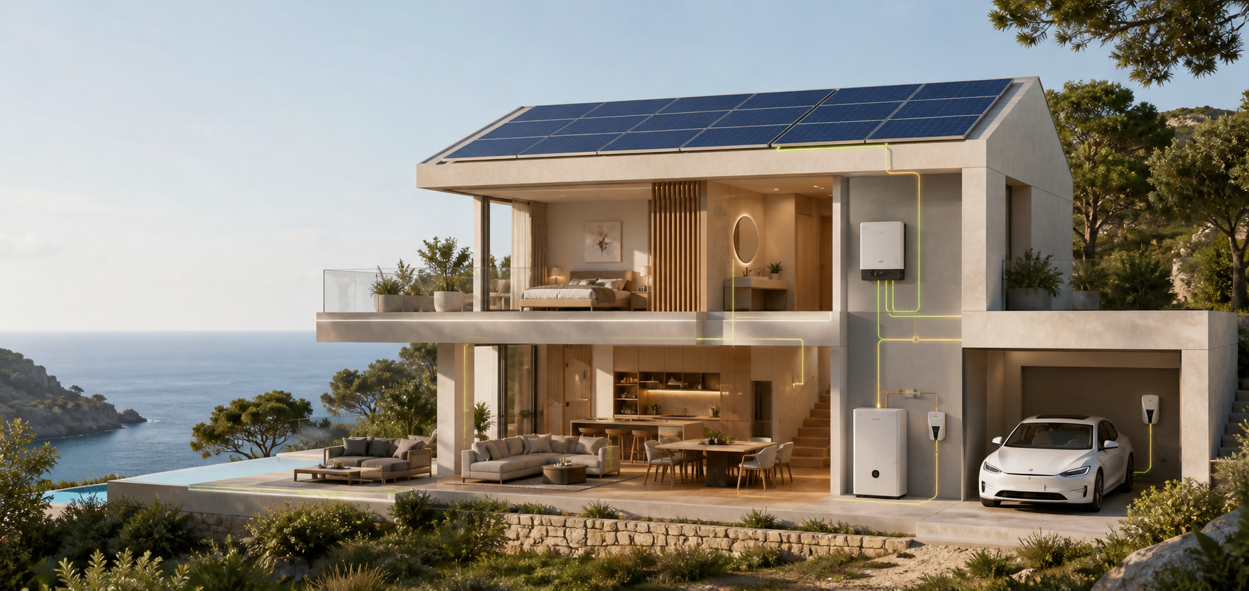 Vivienda mediterránea con instalación solar completa
